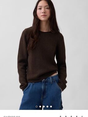 GAP Women's Crewneck Sweater in Dark Brown 100% Cotton